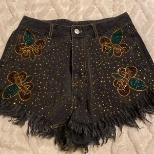 Peach Love California Shorts with Mardi Gras Designs.
